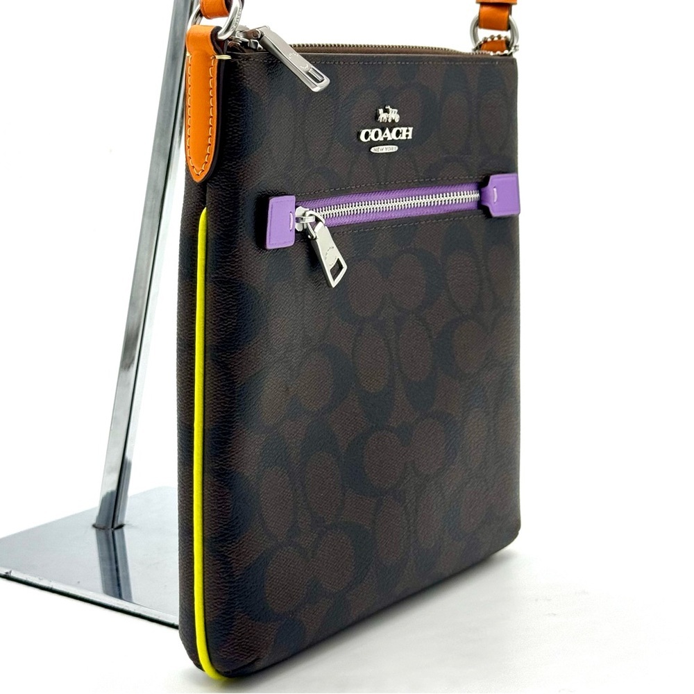 Coach Mini Rowan File Bag - SV/Brown/Iris Multi - Picture 5 of 11